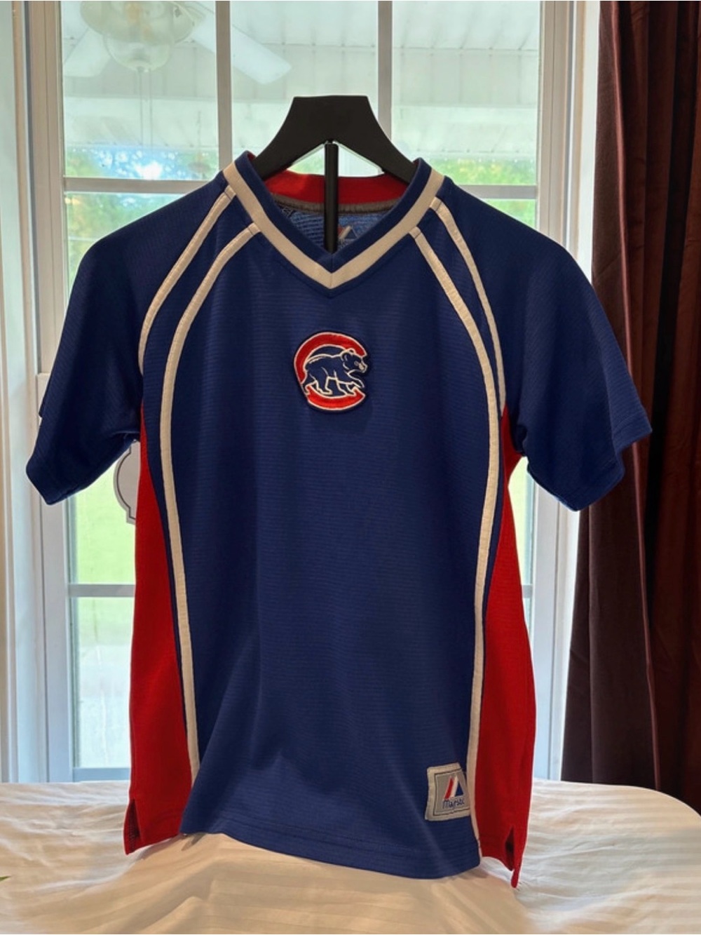 Majestic Blue and Red Short Sleeve Kids Jersey